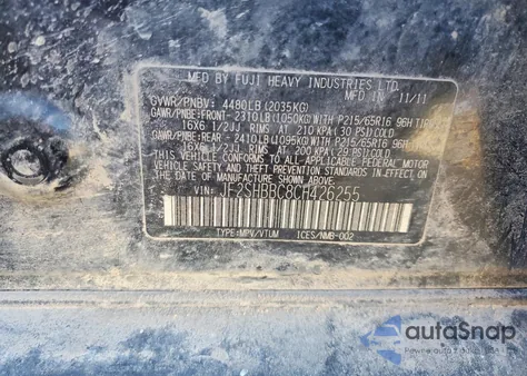 2012 Subaru Forester 2.5X z USA, uszkodzony, nr VIN JF2SHBBC8CH426255